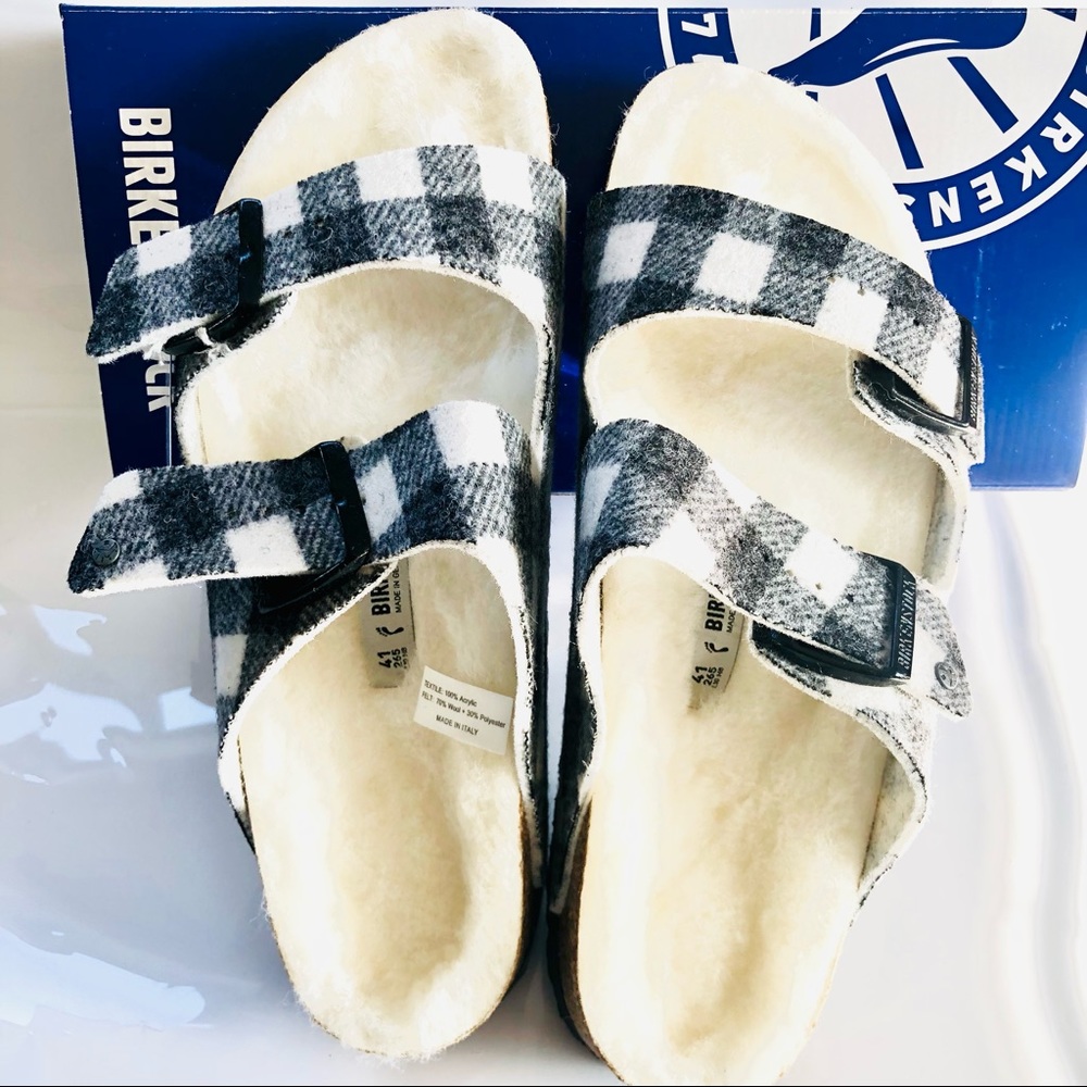 BIRKENSTOCK PLAID ARIZONA SHEARLING